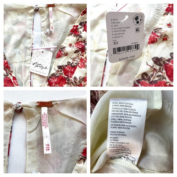 FREE PEOPLE KEEP YOU SMOCKED FLORAL FIT N FLARE MINI DRESS. IN STORES NWT! SzXS - Picture 13 of 14